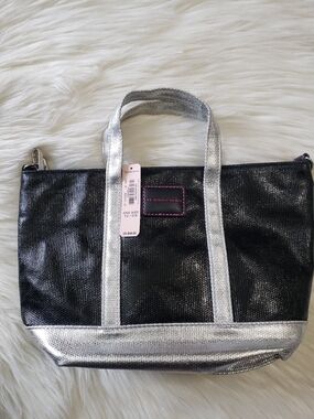 Victoria's Secret Black Crossbody Bag Tote with Silver Accents